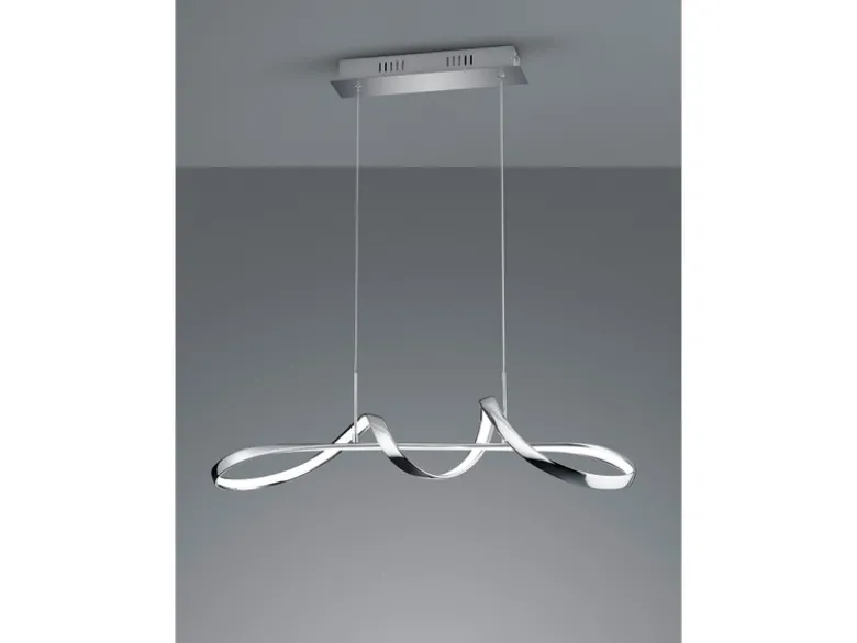 LED Pendelleuchte PERUGIA Metall Silber Chrom mit 3 Stufen Dimmer, Breite 81cm