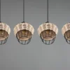 LED Pendelleuchte Rattan Geflecht Natur & Gitter im Boho Stil, Breite 95cm