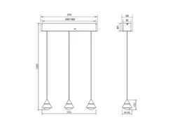 LED Pendelleuchte ROMEO höhenverstellbar, 3-flammig Silber, Breite 55cm