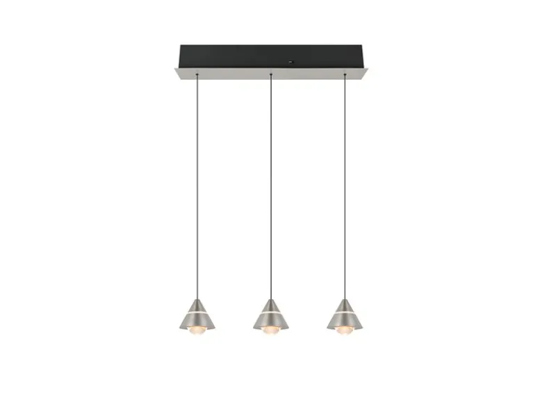 LED Pendelleuchte ROMEO höhenverstellbar, 3-flammig Silber, Breite 55cm