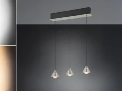 LED Pendelleuchte ROMEO höhenverstellbar, 3-flammig Silber, Breite 55cm