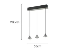 LED Pendelleuchte ROMEO höhenverstellbar, 3-flammig Silber, Breite 55cm