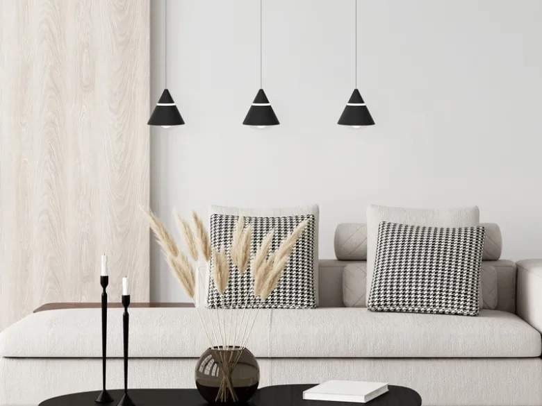 LED Pendelleuchte ROMEO höhenverstellbar, 3-flammig Schwarz, Breite 55cm
