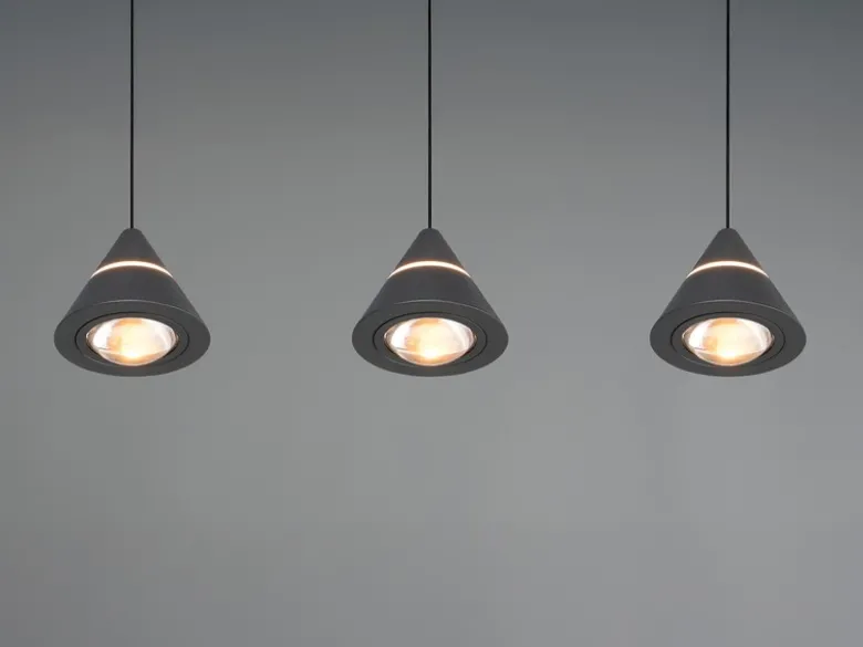 LED Pendelleuchte ROMEO höhenverstellbar, 3-flammig Schwarz, Breite 55cm