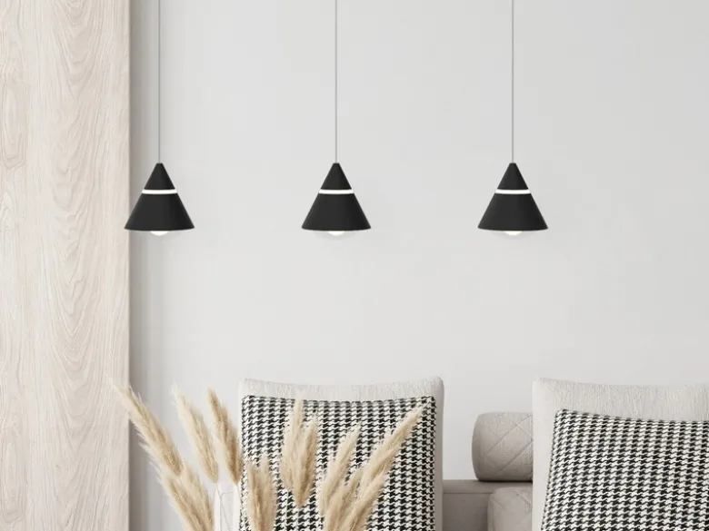 LED Pendelleuchte ROMEO höhenverstellbar, 3-flammig Schwarz, Breite 55cm