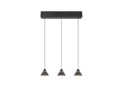 LED Pendelleuchte ROMEO höhenverstellbar, 3-flammig Schwarz, Breite 55cm