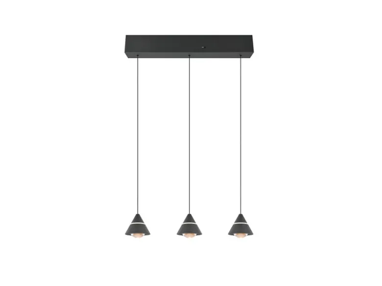 LED Pendelleuchte ROMEO höhenverstellbar, 3-flammig Schwarz, Breite 55cm