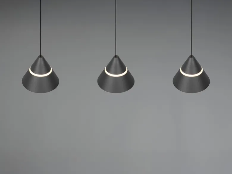 LED Pendelleuchte ROMEO höhenverstellbar, 3-flammig Schwarz, Breite 55cm