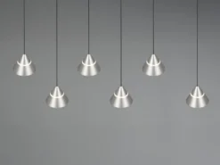 LED Pendelleuchte ROMEO höhenverstellbar, 6-flammig Silber, Breite 75cm