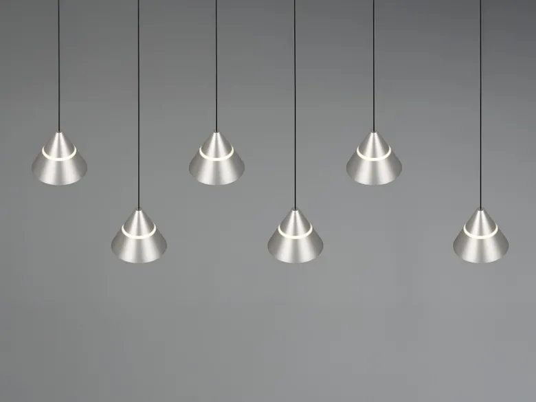 LED Pendelleuchte ROMEO höhenverstellbar, 6-flammig Silber, Breite 75cm