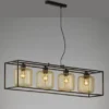 LED Pendelleuchte Schwarz Gold 4-flammig lang, Breite 110cm