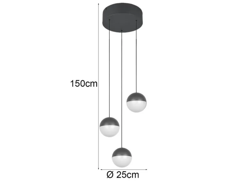 LED Pendelleuchte SENTA Cluster 3-flammig höhenverstellbar Ø 25cm