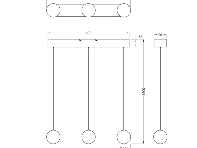 LED Pendelleuchte SENTA 3-flammig höhenverstellbar, Licht neutralweiß, B: 62cm