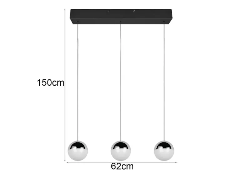 LED Pendelleuchte SENTA 3-flammig höhenverstellbar, Licht neutralweiß, B: 62cm