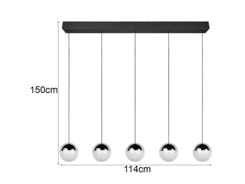 LED Pendelleuchte SENTA 5-flammig höhenverstellbar Licht neutralweiß, B: 114cm