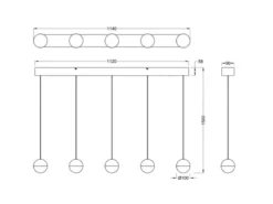 LED Pendelleuchte SENTA 5-flammig höhenverstellbar Licht neutralweiß, B: 114cm