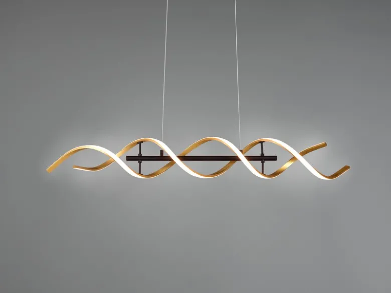 LED Pendelleuchte SEQUENCE dimmbar Lichtfarbe einstellbar Messing, Breite 104cm