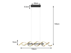 LED Pendelleuchte SEQUENCE dimmbar Lichtfarbe einstellbar Messing, Breite 104cm
