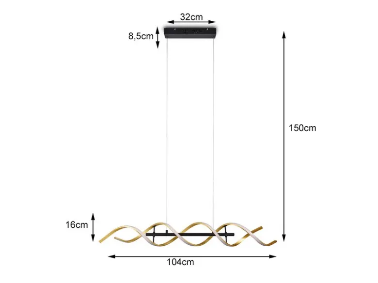 LED Pendelleuchte SEQUENCE dimmbar Lichtfarbe einstellbar Messing, Breite 104cm