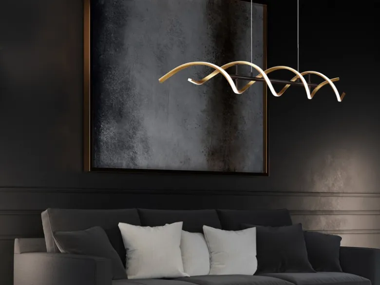 LED Pendelleuchte SEQUENCE dimmbar Lichtfarbe einstellbar Messing, Breite 104cm