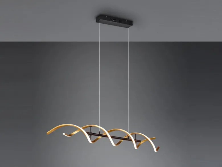 LED Pendelleuchte SEQUENCE dimmbar Lichtfarbe einstellbar Messing, Breite 104cm