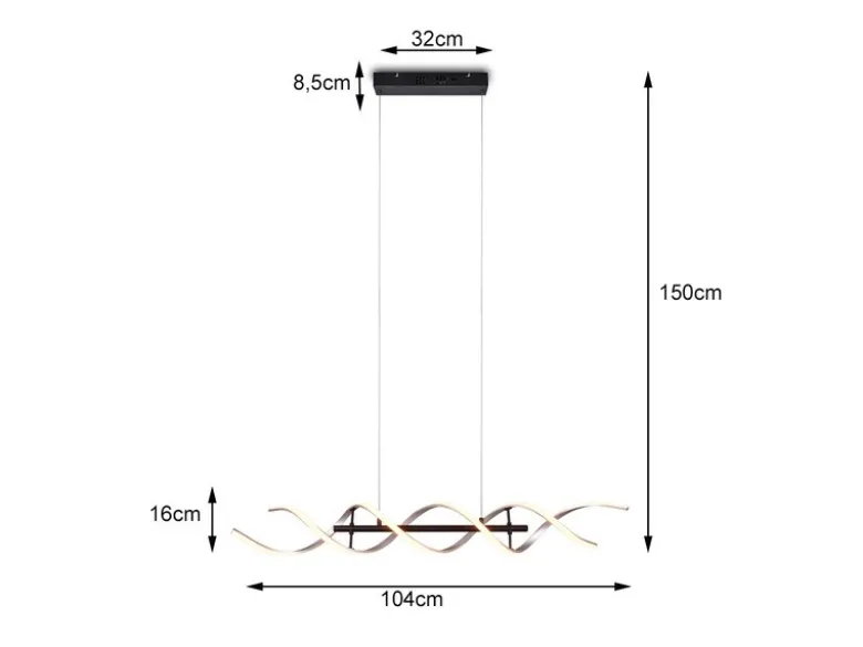 LED Pendelleuchte SEQUENCE dimmbar Lichtfarbe einstellbar Silber, Breite 104cm