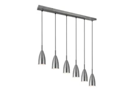 LED Pendelleuchte Silber 6 flammig Metall Lampenschirme Ø8cm, Breite 90cm