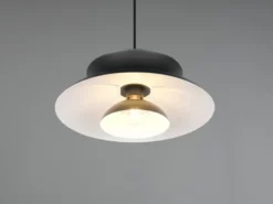 LED Pendelleuchte skandinavisch mit Metall Lampenschirm Schwarz Ø 40cm
