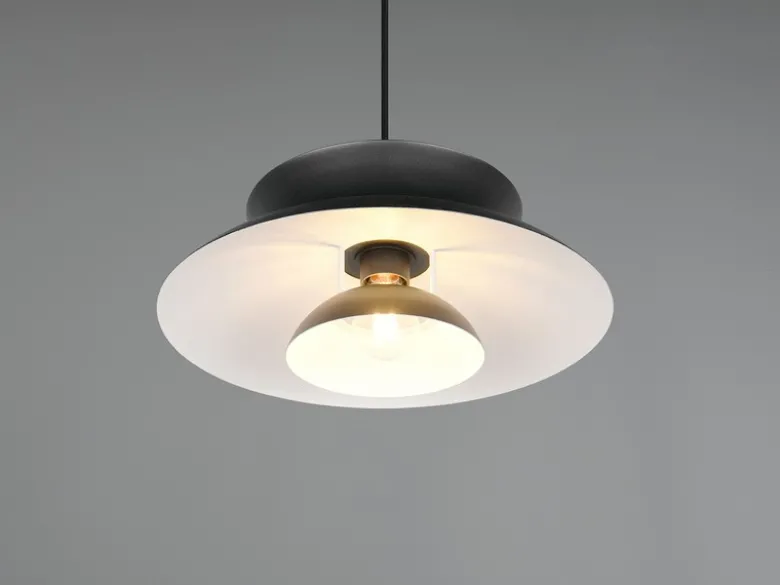 LED Pendelleuchte skandinavisch mit Metall Lampenschirm Schwarz Ø 40cm