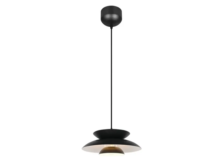 LED Pendelleuchte skandinavisch mit Metall Lampenschirm Schwarz Ø 40cm