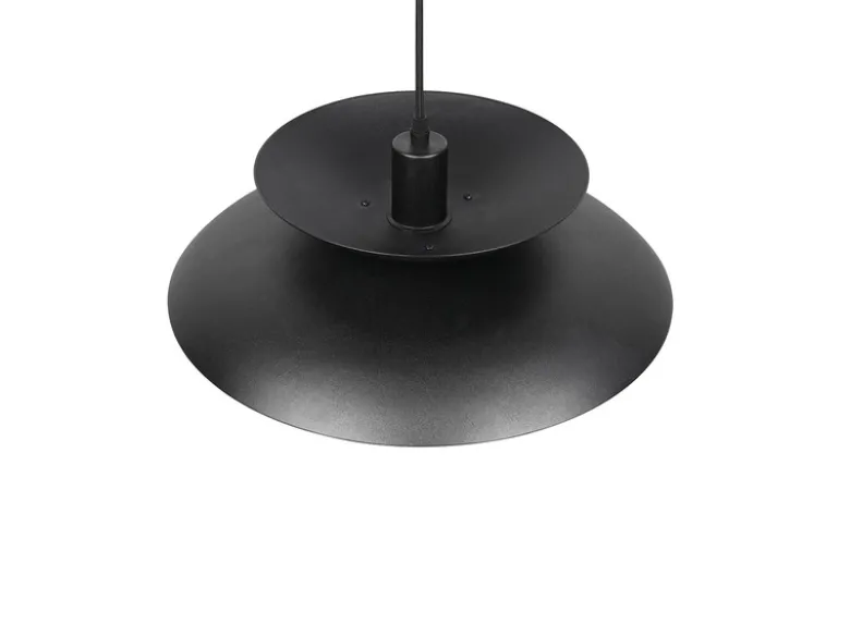 LED Pendelleuchte skandinavisch mit Metall Lampenschirm Schwarz Ø 40cm