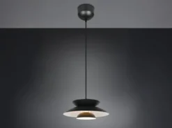 LED Pendelleuchte skandinavisch mit Metall Lampenschirm Schwarz Ø 40cm