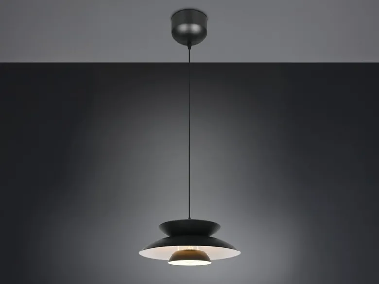 LED Pendelleuchte skandinavisch mit Metall Lampenschirm Schwarz Ø 40cm
