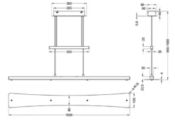 LED Pendelleuchte SMASH Silber dimmbar & höhenverstellbar, Breite 100cm