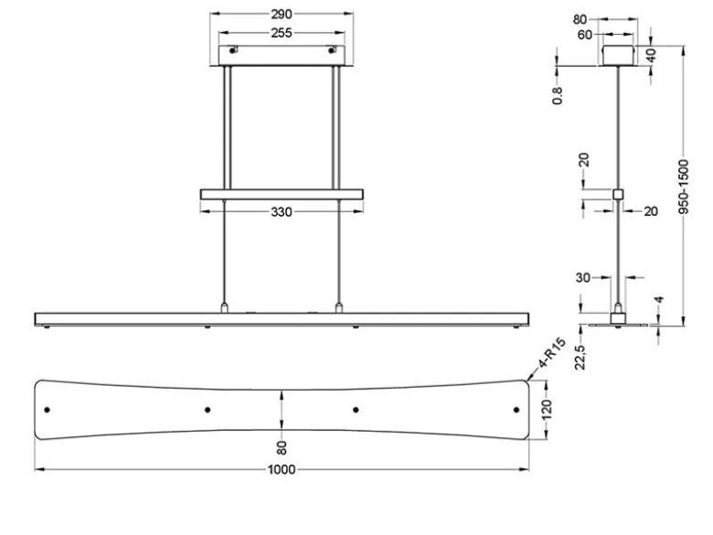 LED Pendelleuchte SMASH Silber dimmbar & höhenverstellbar, Breite 100cm