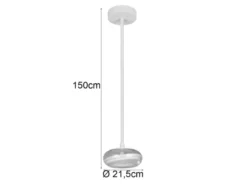 LED Pendelleuchte TARSIA dimmbar aus Metall in Weiß & Glas, 1 flammig, Ø 21,5cm