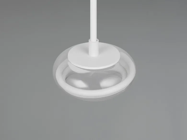 LED Pendelleuchte TARSIA dimmbar aus Metall in Weiß & Glas, 1 flammig, Ø 21,5cm
