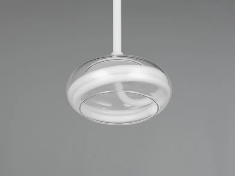LED Pendelleuchte TARSIA dimmbar aus Metall in Weiß & Glas, 1 flammig, Ø 21,5cm