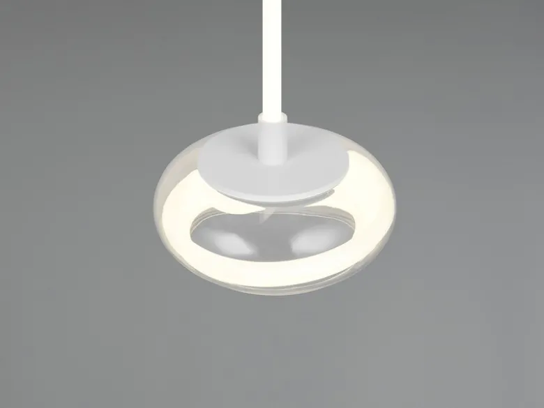 LED Pendelleuchte TARSIA dimmbar aus Metall in Weiß & Glas, 1 flammig, Ø 21,5cm