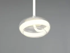 LED Pendelleuchte TARSIA dimmbar aus Metall in Weiß & Glas, 1 flammig, Ø 21,5cm