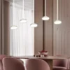 LED Pendelleuchte TARSIA dimmbar aus Metall in Weiß & Glas, 5 flammig, B 161,5cm