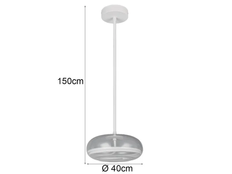 LED Pendelleuchte TARSIA dimmbar aus Metall in Weiß & Glas, 1 flammig, Ø 40cm