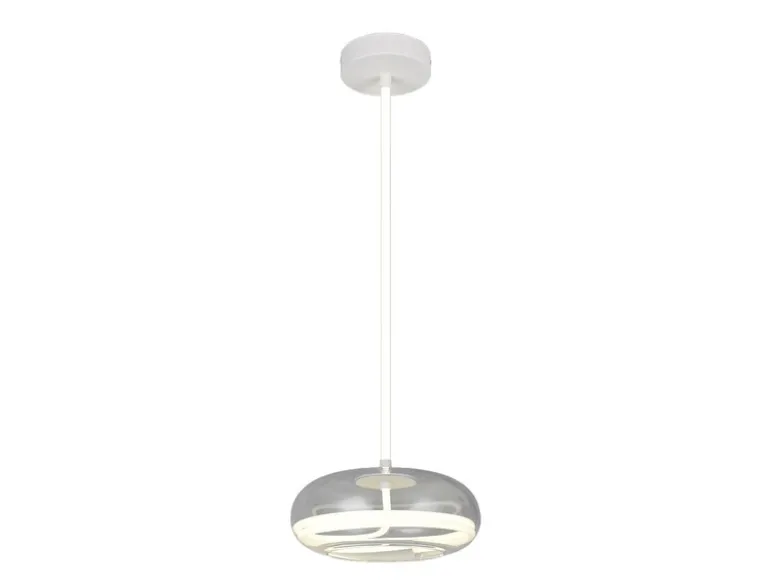 LED Pendelleuchte TARSIA dimmbar aus Metall in Weiß & Glas, 1 flammig, Ø 40cm