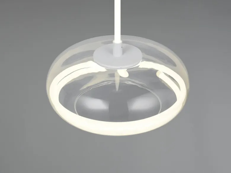 LED Pendelleuchte TARSIA dimmbar aus Metall in Weiß & Glas, 1 flammig, Ø 40cm