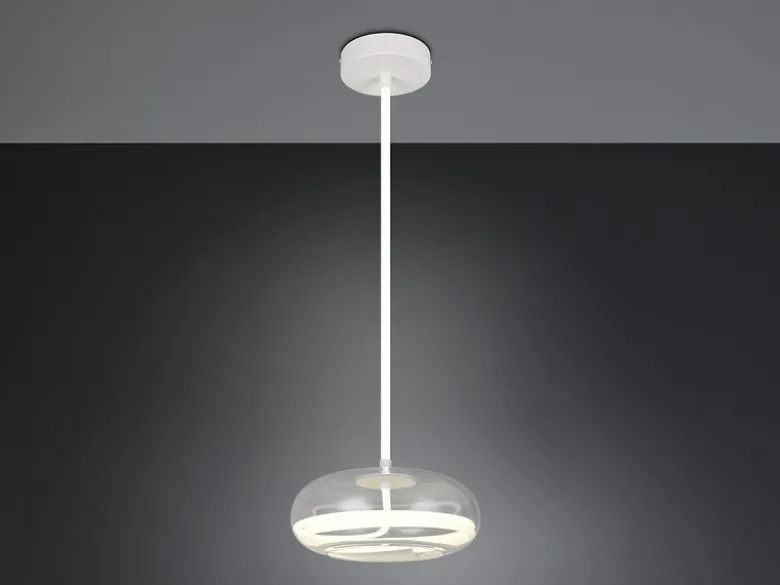 LED Pendelleuchte TARSIA dimmbar aus Metall in Weiß & Glas, 1 flammig, Ø 40cm