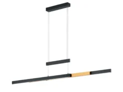 LED Pendelleuchte TRAJAN ausziehbar höhenverstellbar Schwarz Gold, Breite 150cm