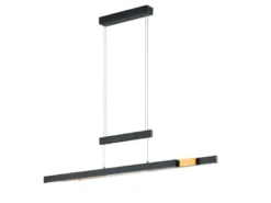 LED Pendelleuchte TRAJAN ausziehbar höhenverstellbar Schwarz Gold, Breite 150cm