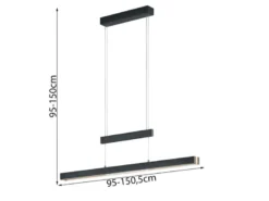 LED Pendelleuchte TRAJAN ausziehbar höhenverstellbar Schwarz Gold, Breite 150cm