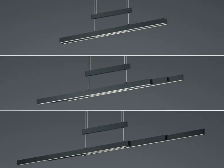 LED Pendelleuchte TRAJAN ausziehbar höhenverstellbar Schwarz, max. Breite 150cm