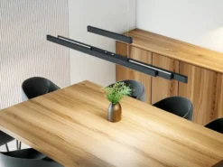 LED Pendelleuchte TRAJAN ausziehbar höhenverstellbar Schwarz, max. Breite 150cm